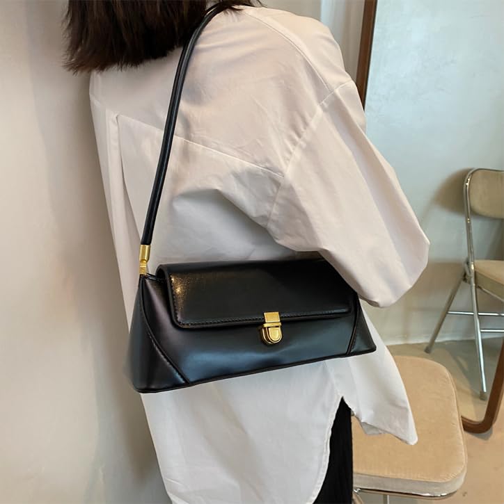 SIBY Women's Leather Clutch Bag - Vintage Retro Shoulder Purse with Wide Adjustable Strap & Metal Lock - Elegant Tote Handbag for Girls & Women | Perfect for Parties, Weddings, Date Nights & Daily Use