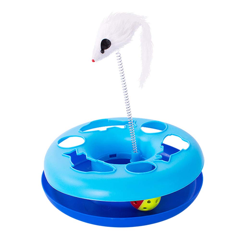 Balacoo Interactive Cat Toy - Kitten Exercise Scratcher with Roller Turntable & Track, Blue - Stimulating Educational Play for Kittens | Perfect for Indoor Play, Training & Bonding with Your Cat