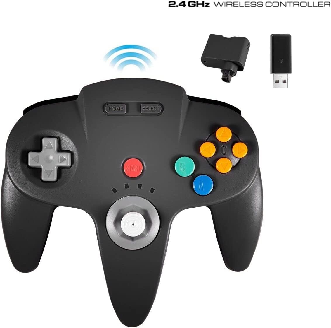 KIWITATA Wireless N64 Controller for Nintendo Switch - 2.4GHz Gamepad Compatible with N64 Console, Switch/Switch Lite/Switch OLED, PC & Mac (Windows 7/8/10/11) - Black - Perfect for Retro Gaming & Multiplayer Sessions