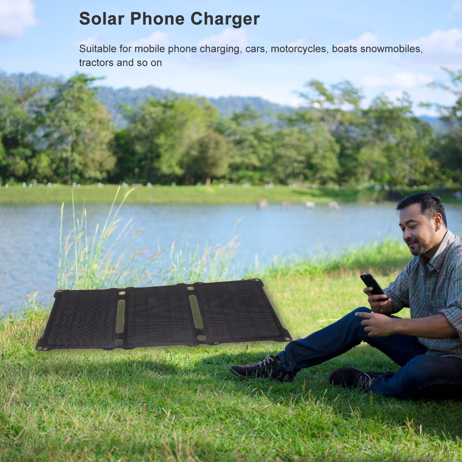 30W Monocrystalline Folding Solar Panel - Portable 3-Fold Solar Charger Kit for Hiking, Camping & Outdoor Adventures (Black) | Perfect for Backpacking, RV Trips & Emergency Power Supply