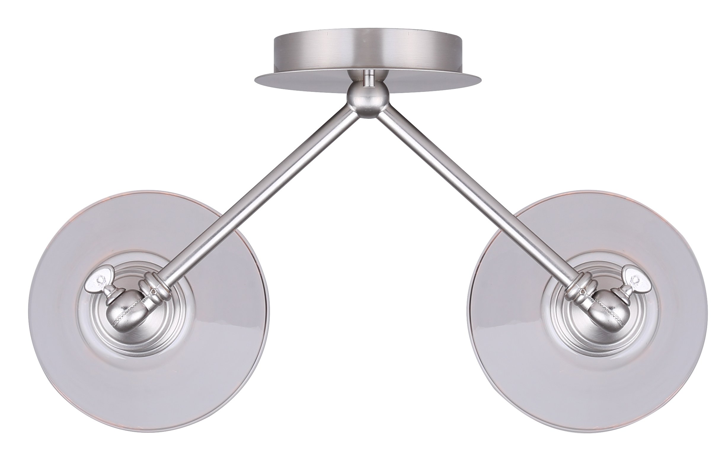 CANARM IVL628A02BN LTD Larken 2-Light Brushed Nickel Vanity Light with Clear Glass Shades - Perfect for Bathroom, Bedroom, and Dressing Room Lighting
