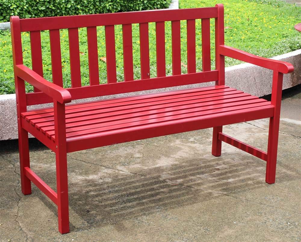 Outdoor 4 Foot Wooden Bench - Durable Garden & Patio Seating Furniture for Backyard, Deck, or Porch | International Caravan