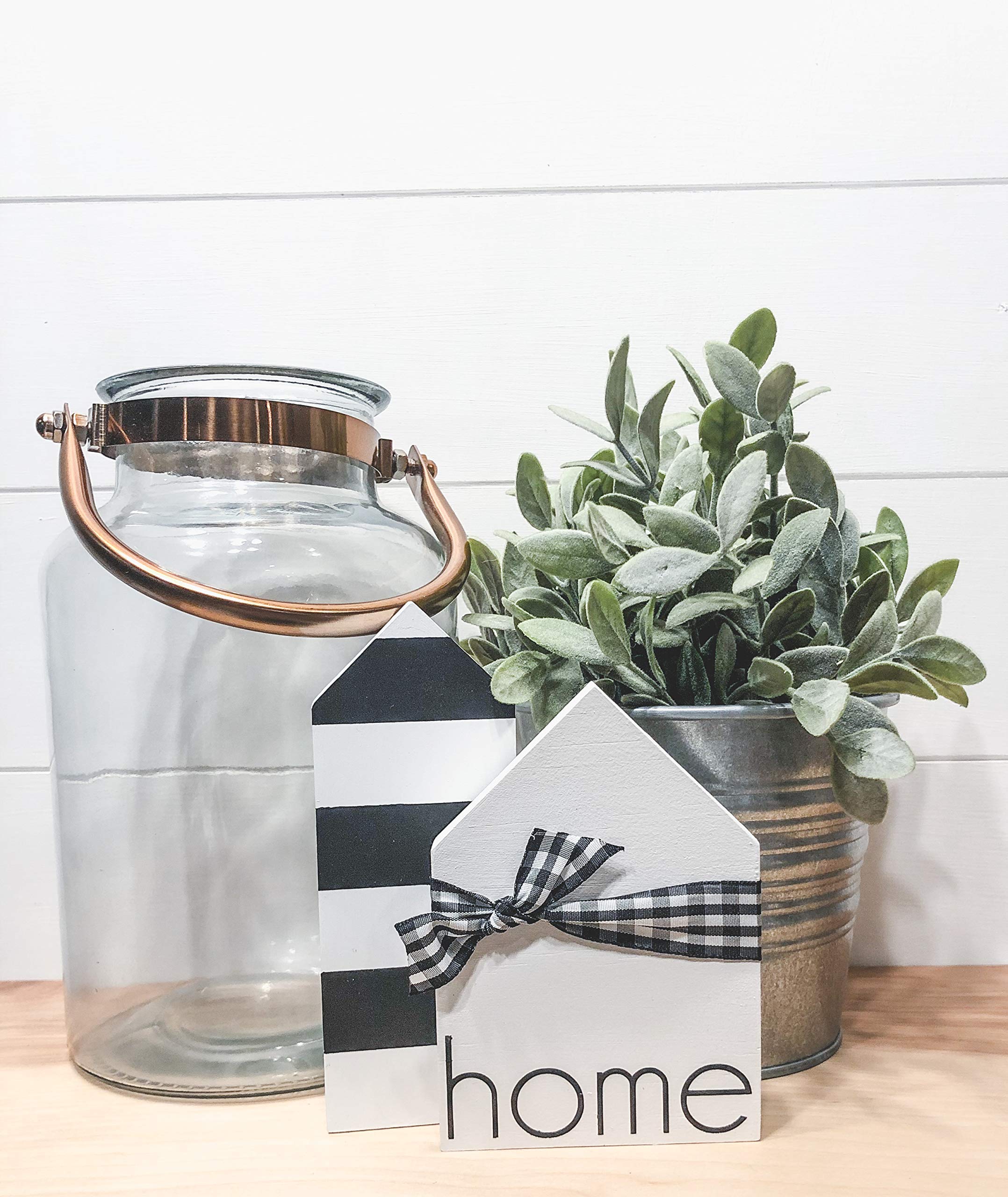 Rustic Wooden Tiered Tray Decor - Modern Farmhouse Buffalo Plaid Wood Sign for Kitchen Countertop, Coffee Table & Entryway Decor - Perfect for Holiday, Wedding & Home Organization