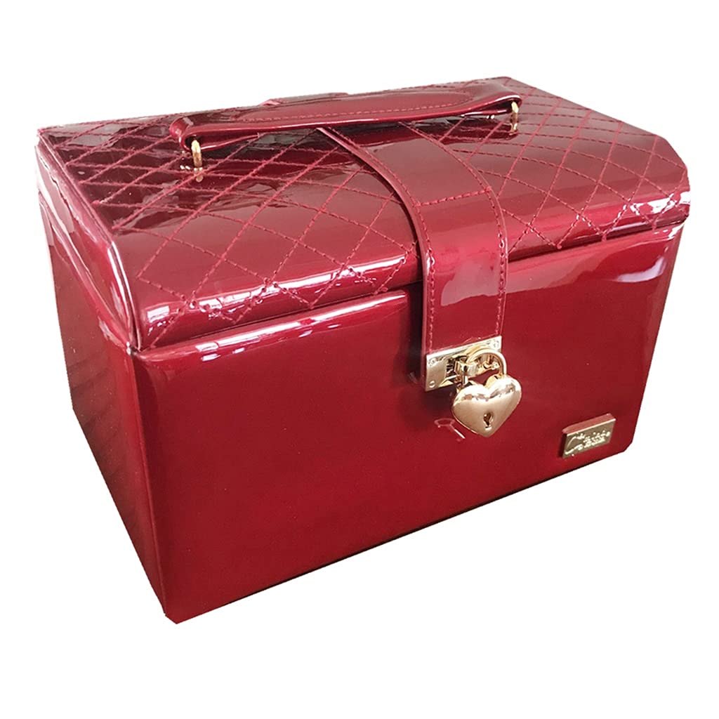 Portable Lockable Jewelry Storage Box - Large Red Bridal Jewelry Organizer with Display Case, 25×16×14cm - Perfect for Wedding Gifts, Travel & Home Jewelry Organization