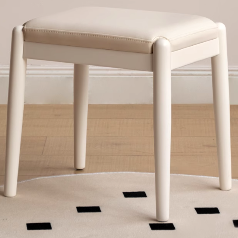 Modern White Birch Solid Wood Makeup Stool - Elegant Vanity Seat for Dressing Table, Bedroom & Bathroom - Perfect for Makeup, Hair Styling & Relaxing