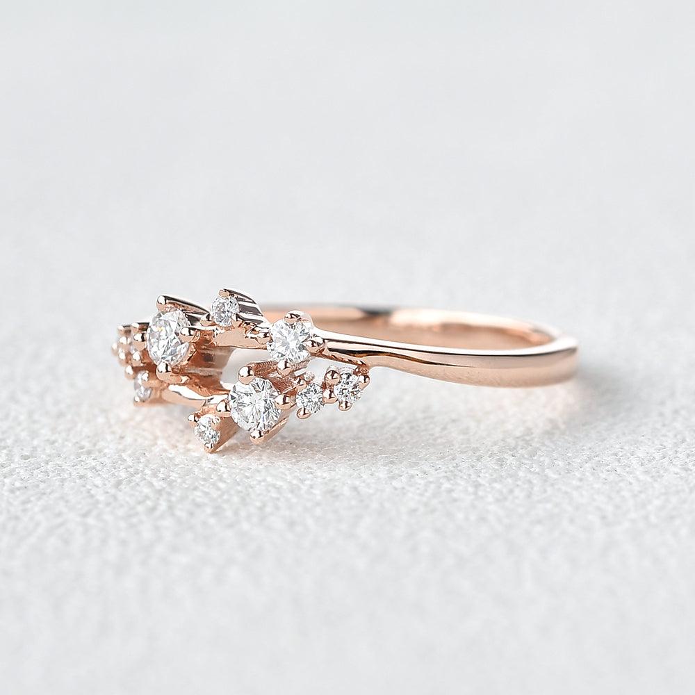 Moissanite Stacking Band Ring 14K Rose Gold - Elegant Wedding, Engagement & Anniversary Jewelry for Women