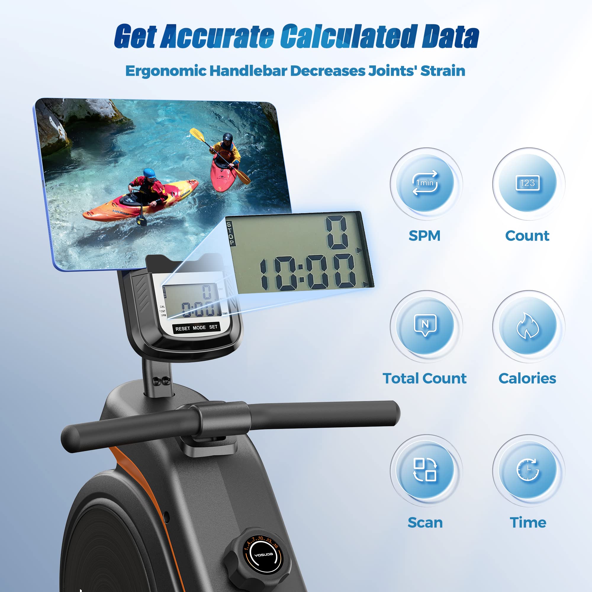 YOSUDA Magnetic/Water Rowing Machine 350 LB Weight Capacity - Foldable Rower for Home Gym with Bluetooth, App Connectivity, Tablet Holder & Comfortable Seat Cushion | Perfect for Full-Body Workout, Cardio Training & Small Space Fitness