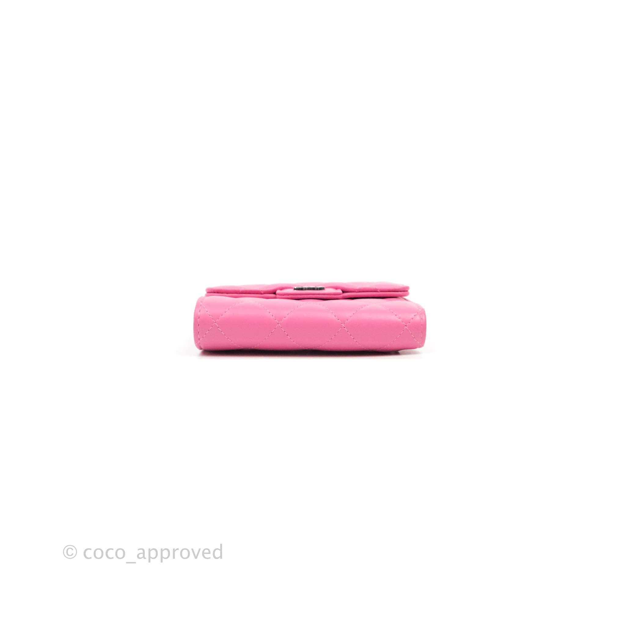 Chanel Classic Flap Wallet in Pink Lambskin Leather with Silver Hardware - Luxury Women's Wallet for Everyday Use & Special Occasions