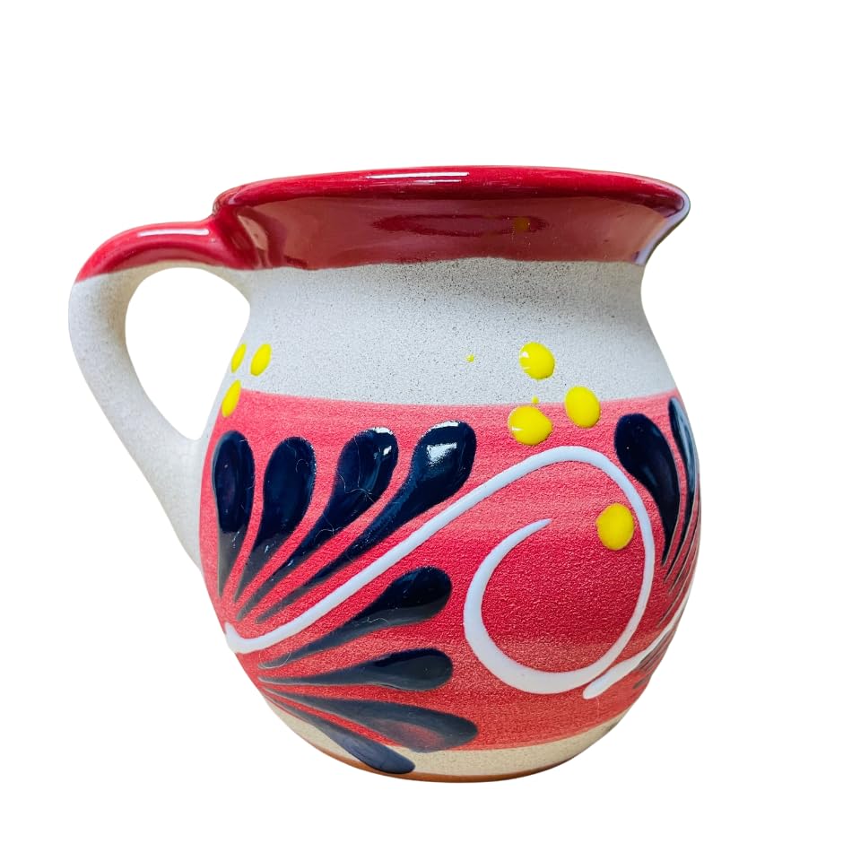 Set of 8 Mexican Handcrafted Clay Mugs - Traditional Engobe Jarrito Decorado Ceramic Cups for Coffee, Tea & Hot Chocolate - Authentic Guelaguetza Artisan Design - Perfect for Home, Cafe & Gift Giving