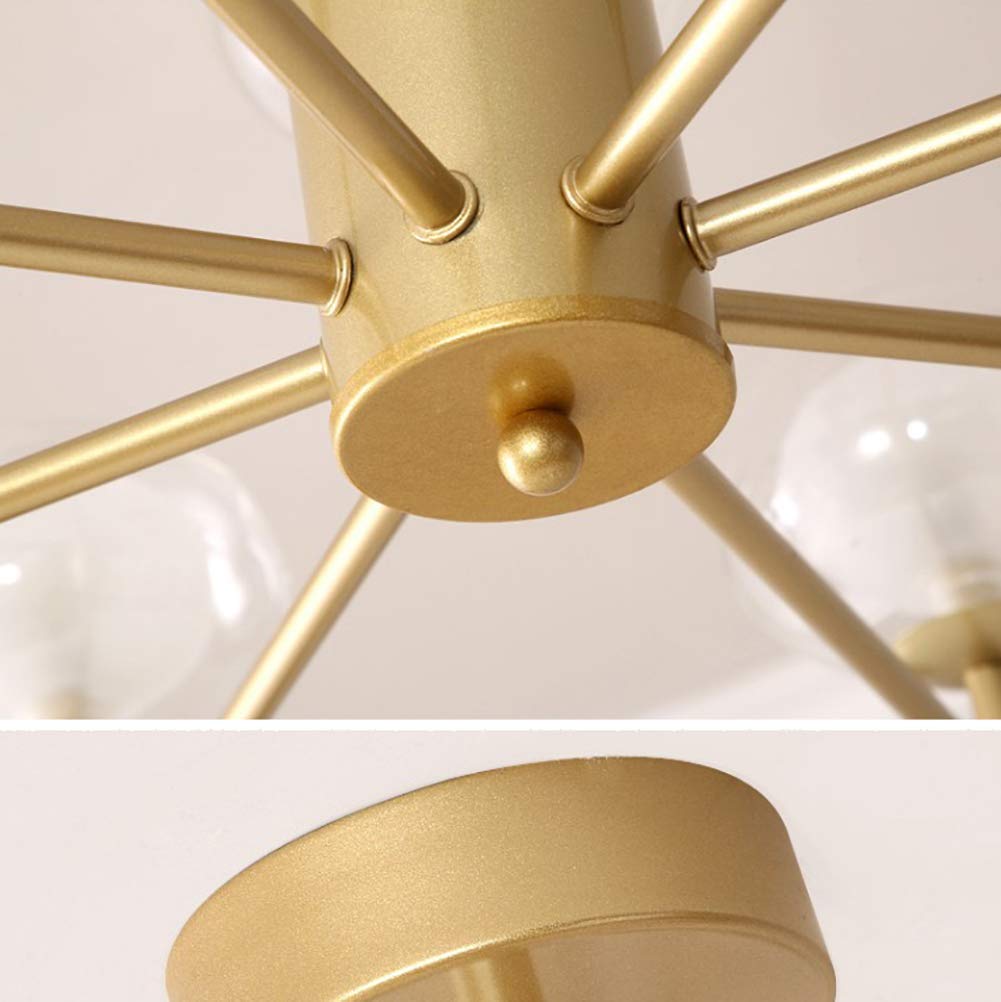 Modern Sputnik Chandelier - 9-Light Mid Century Pendant Lighting Fixture with Adjustable Arms, Golden Finish - Perfect for Dining Room, Living Room, Entryway & Bedroom Lighting
