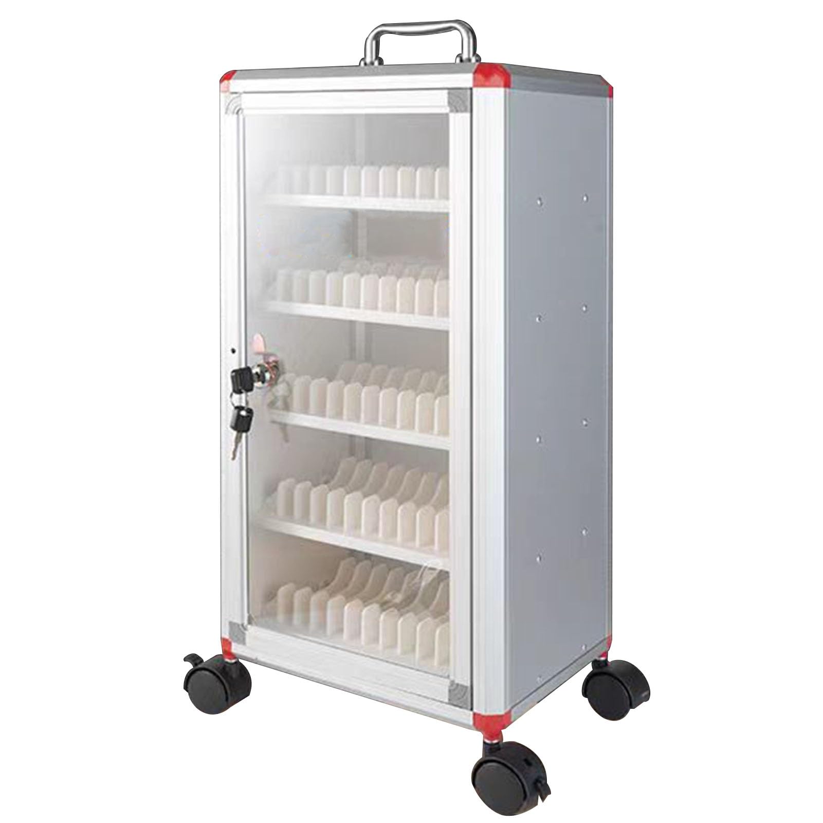 360° Swivel Mobile Phone Storage Cabinet - 48/60/72 Bit Aluminum Alloy School Cell Phone Safe Box with Lock (60 Bit) | Perfect for Classroom, Office & Retail Store Device Organization