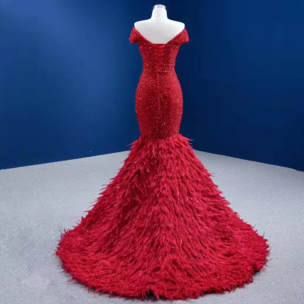 Serene Hill 2025 Luxe Elegant Evening Dresses for Women - Sequin Feather Mermaid Gown for Parties, Prom, and Special Occasions | Style HM67433