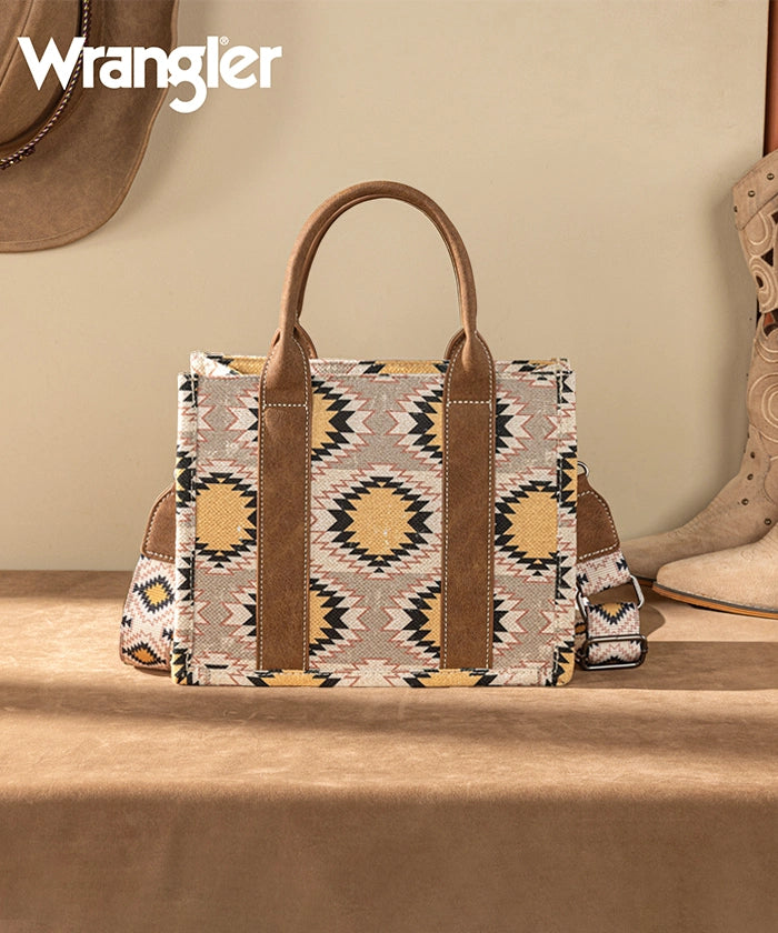 Wrangler Dual Sided Print Canvas Tote Bag - Stylish & Durable Reusable Shopping Bag for Women - Perfect for Groceries, Beach, Work & Travel