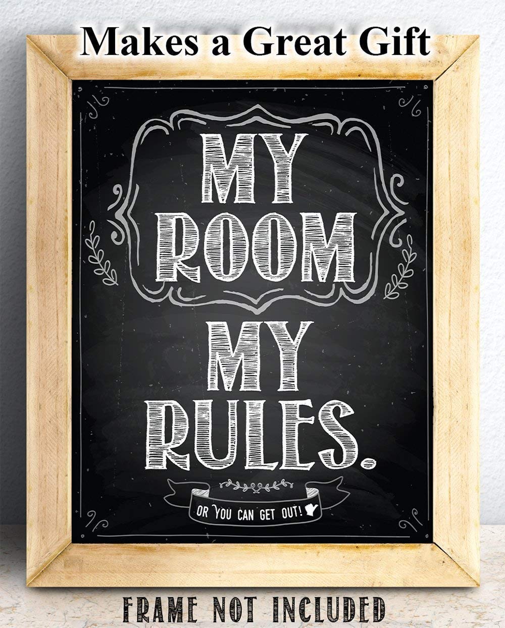 My Room My Rules - 11x14 Unframed Cool Art Print Poster for Teens - Trendy Wall Decor for Teen Bedroom & College Dorm Aesthetic - Perfect Gift for Birthday, Graduation & Room Makeover