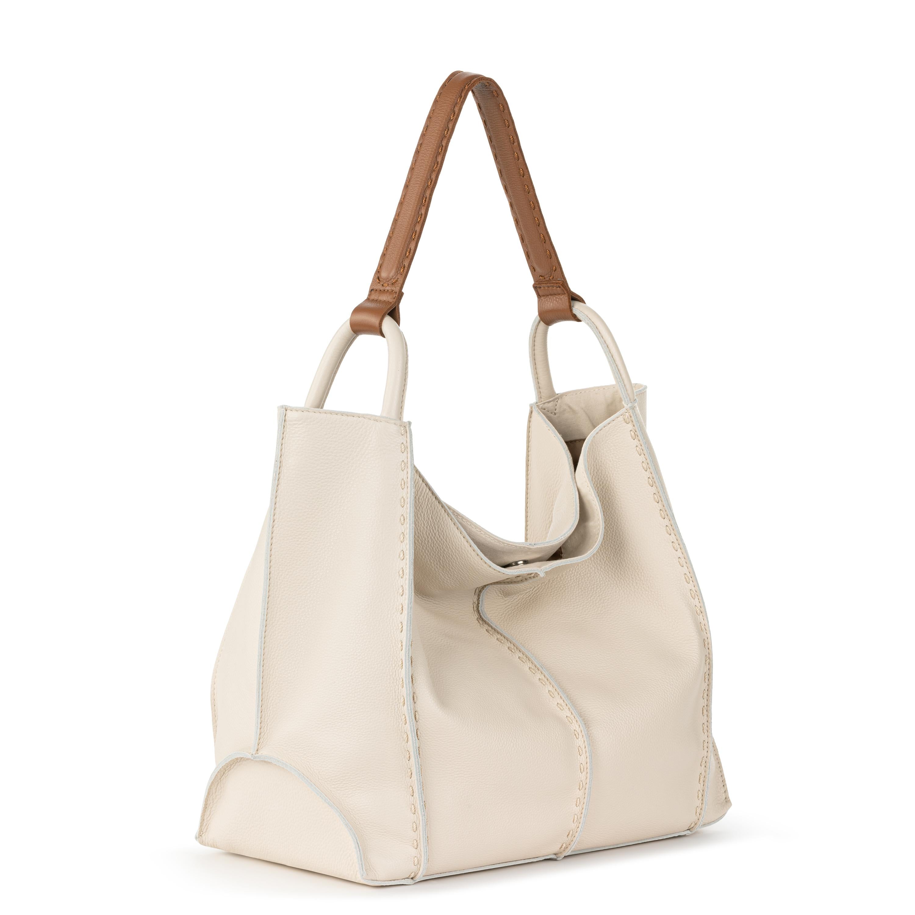 Los Feliz Large Leather Tote Bag - Premium Stone Color - Perfect for Work, Travel & Everyday Use