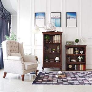 Brooklyn New York Sheraton Bookcase - American Retro Solid Wood Bookshelf for Living Room, Office & Library | Stylish Storage Solution
