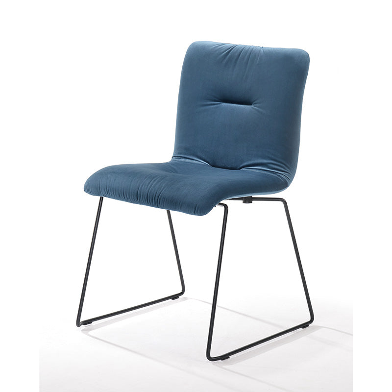 NORVIN Blue Velvet & Black Dining Chair - Modern Upholstered Kitchen Chairs for Dining Room, Restaurant, and Home Decor