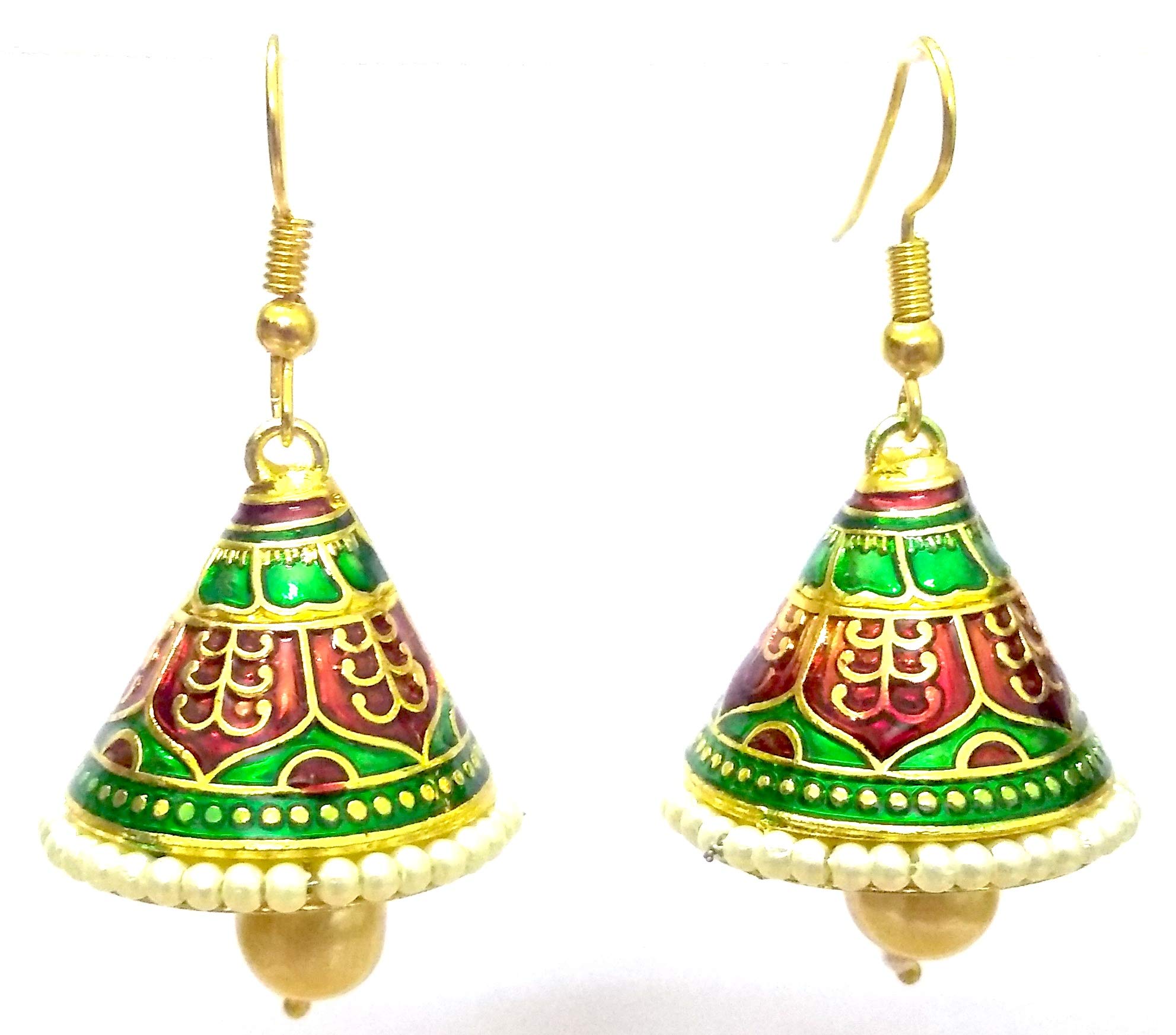 Handmade Meenakari Enamel Golden Bali Jhumka Earrings - Ethnic Drop Dangle Chandelier Jewelry for Women - Perfect for Weddings, Parties & Ethnic Fashion