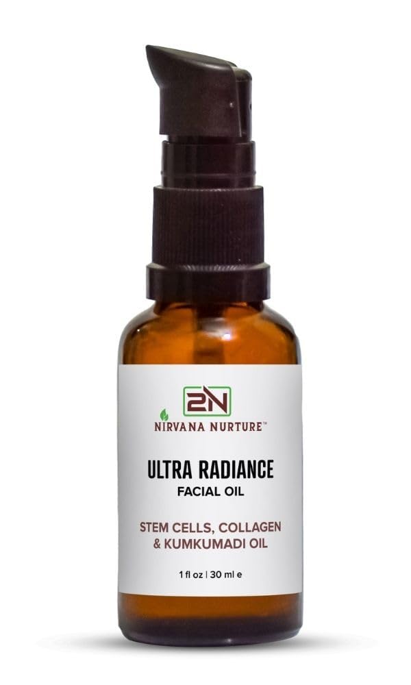 Ultra Radiance Glow Face Oil with Gotu Kola Stem Cells & Collagen - Deep Nourishing & Firming Facial Treatment with Kumkumadi Oil, Saffron, Turmeric & Lotus Extract - Perfect for Nighttime Skincare & Anti-Aging Routine