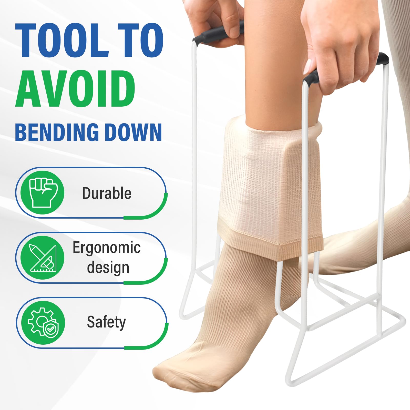 Donner Adaptive Dressing Aid for Compression Socks - Large Sock Assist Tool for 18-20 Inch Calf Circumference - Ideal for Elderly, Arthritis & Post-Surgery Recovery - Essential Mobility Aid for Daily Dressing