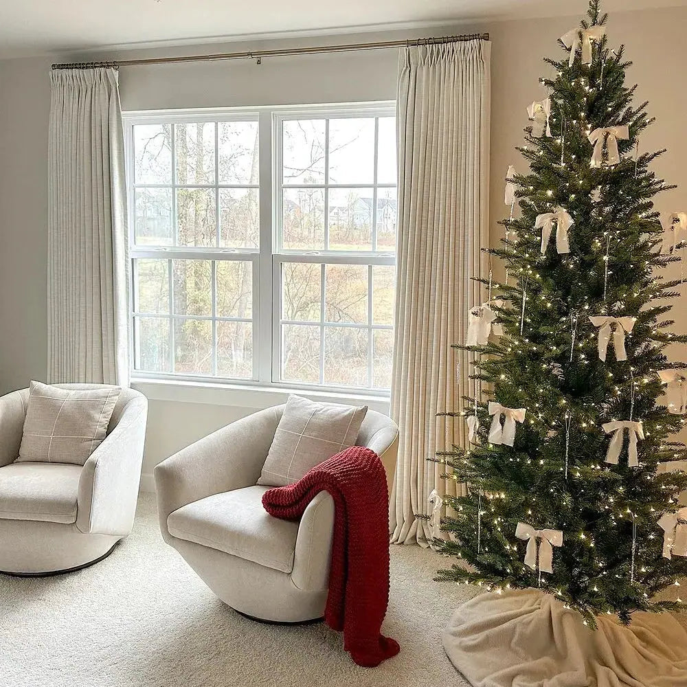 Linen Pinch Pleated Curtains for Living Room & Bedroom - Elegant Drapes with Liz Design for Home Decor | Blackout & Sheer Window Treatments