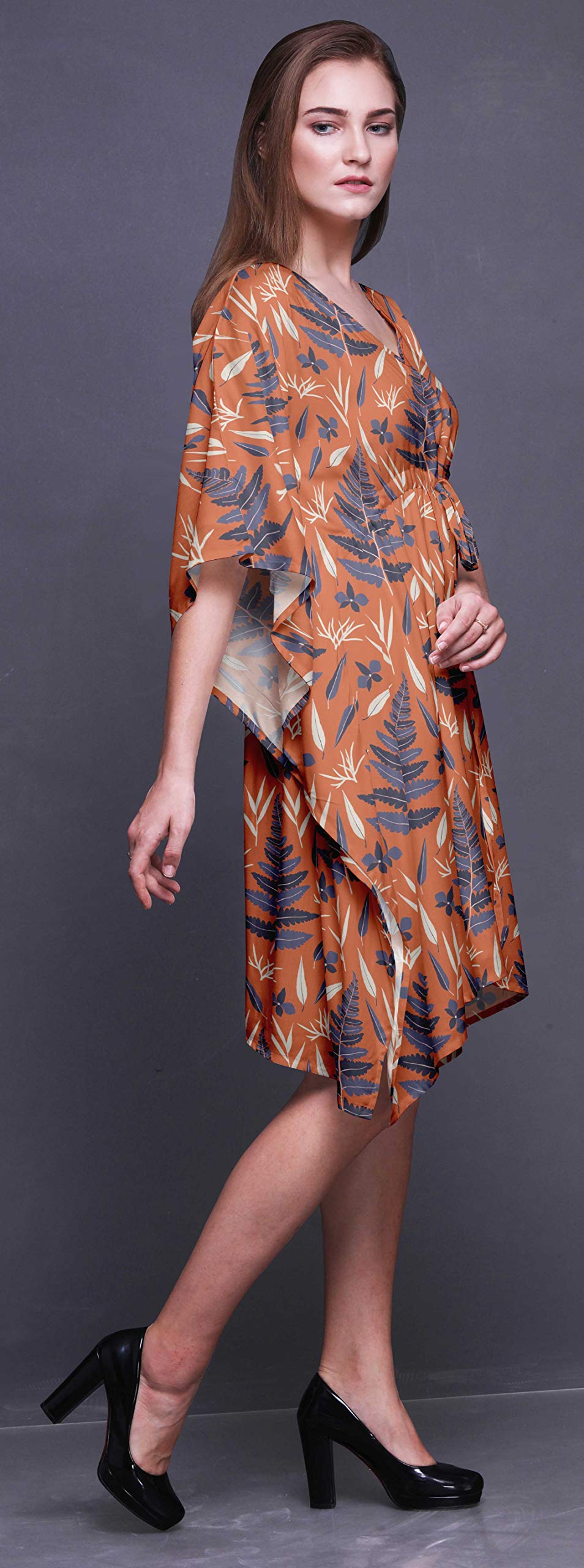 Bimba Women's Short Caftan Midi Dress - Beach Cover Up, Swimwear Cover Up, Boho Kaftan Dress for Pool, Vacation & Summer Outfits
