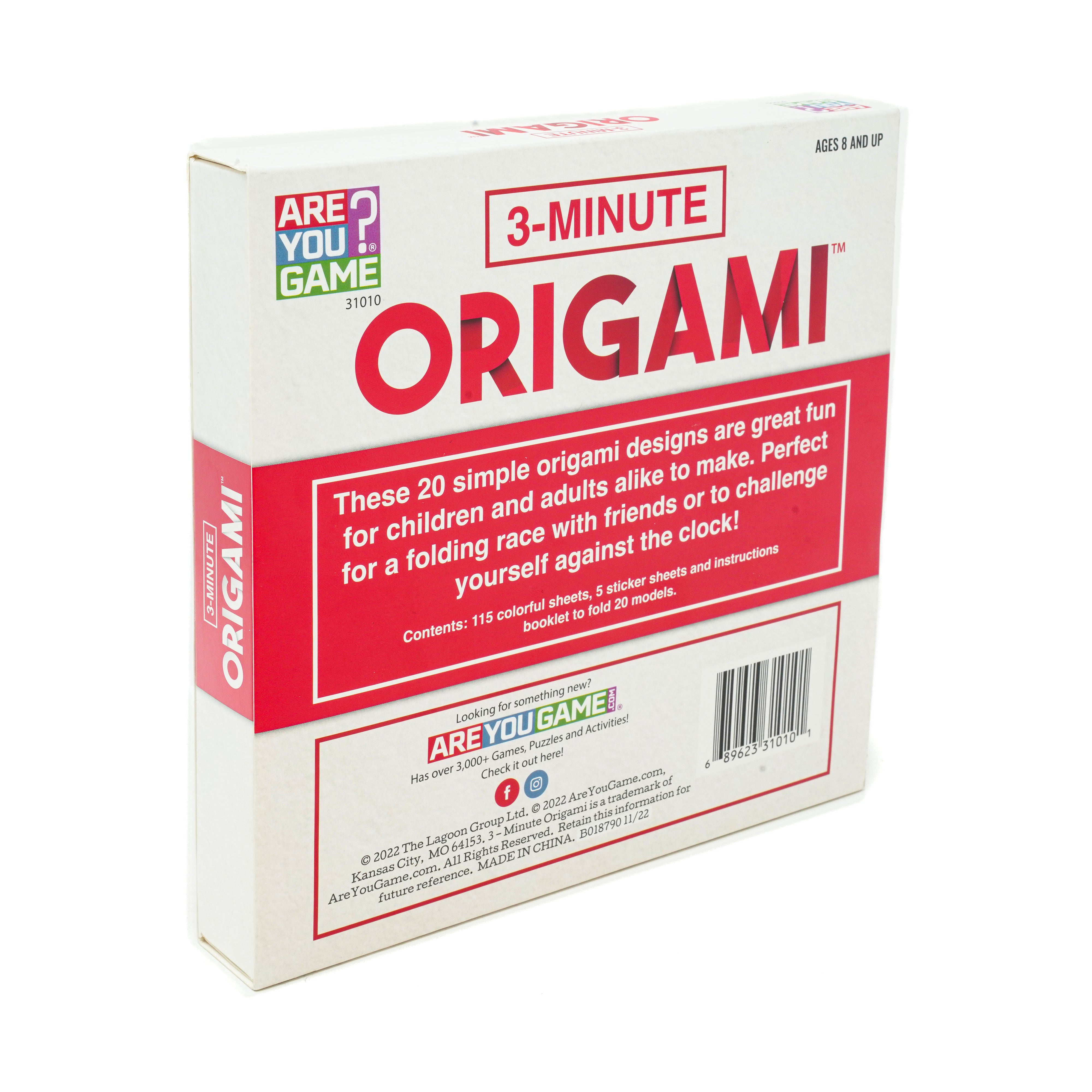 3 Minute Origami Kit - Quick & Easy Paper Folding Magic for Kids & Adults | Fun DIY Crafts, Party Activities & Creative Gift Idea