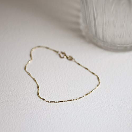 14K Solid Gold Tube Rolo Chain Anklet - Dainty Layering Jewelry for Women - Perfect for Beach, Wedding & Everyday Wear