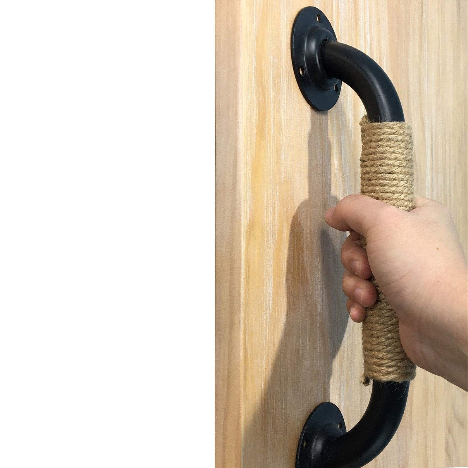 Vintage Black Barn Door Handle - 35cm Retro Sliding Door Pull for Wooden Doors | Farmhouse, Rustic & Industrial Style Home Decor | Perfect for Bedrooms, Bathrooms & Closets