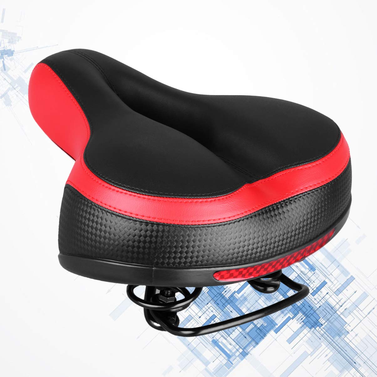LIOOBO Universal Comfort Bike Saddle - Wide Padded No Nose Bicycle Seat for Men & Women, Reflective Road & Mountain Bike Seat Cushion - Ideal for Commuting, Long Rides & Outdoor Cycling