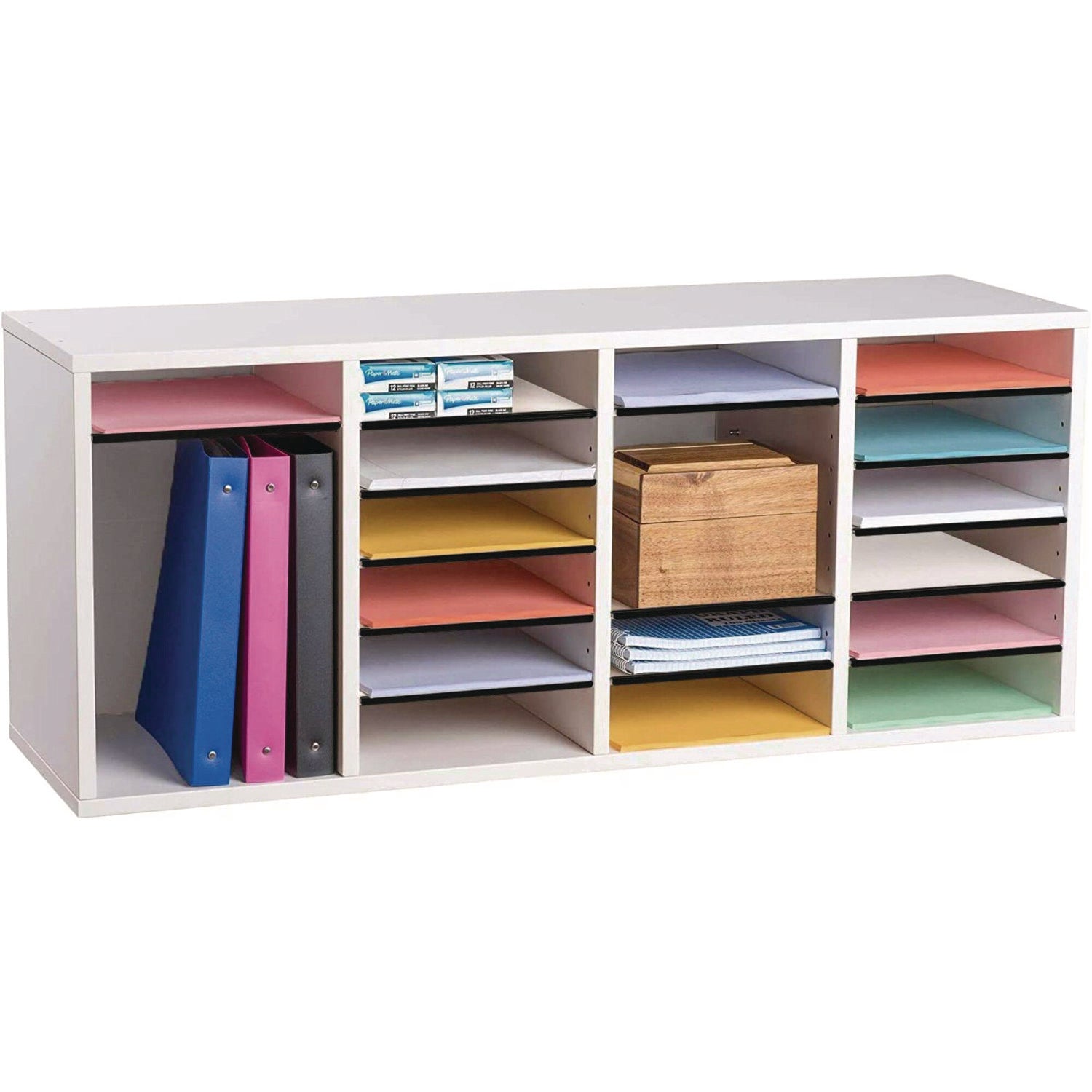 AdirOffice Wooden Adjustable 24-Section Letter Size Literature Organizer - 39.3
