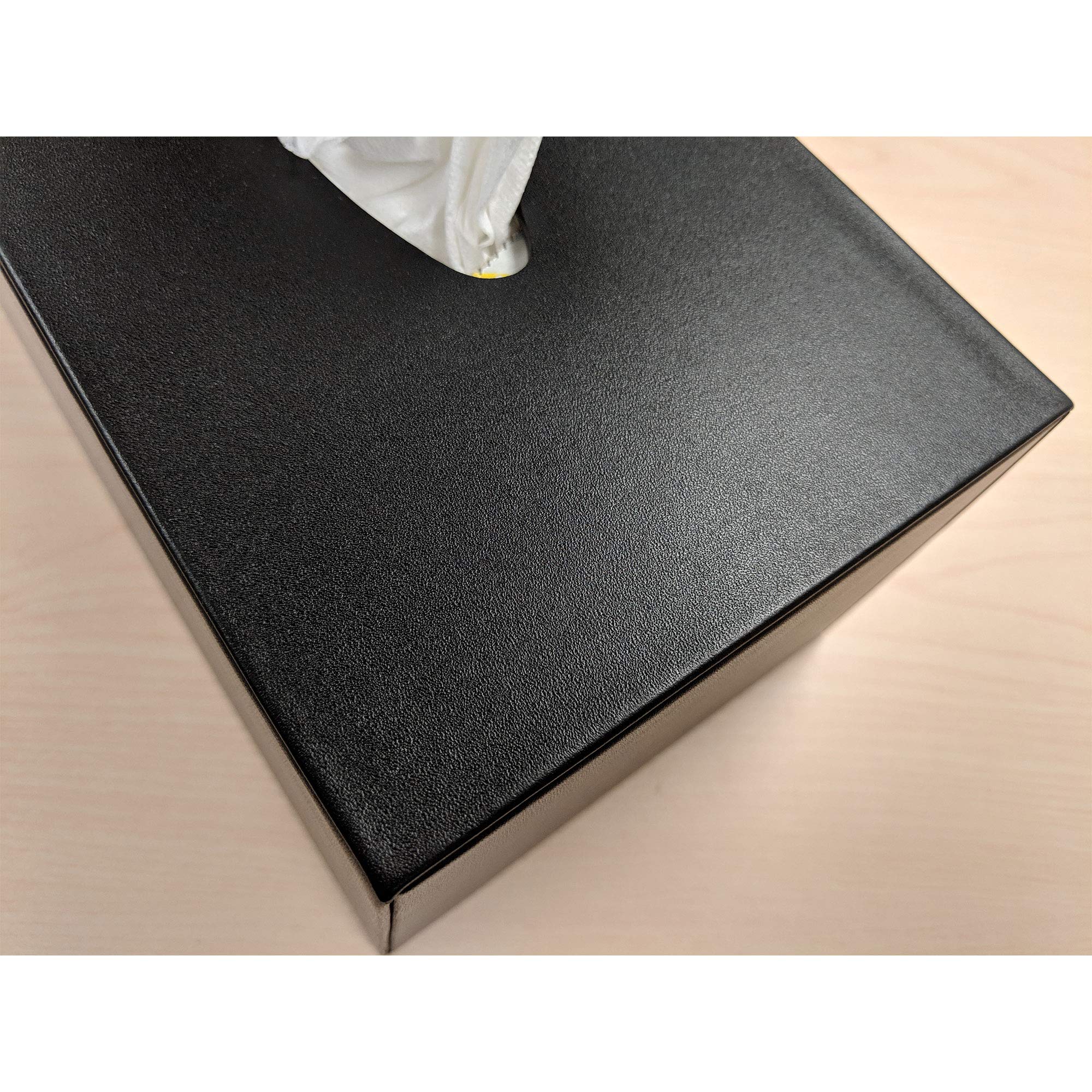 Stylish Black Leatherette Rectangular Tissue Box Cover - Modern Home & Office Decor for Living Room, Bedroom, or Bathroom