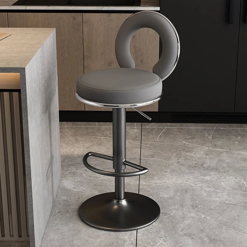 Comfortable Swivel Bar Stools with Metal Backrest - Adjustable Height for Kitchen Island, Home Bar & Dining Counter - Modern & Durable Barstools for Indoor & Outdoor Use
