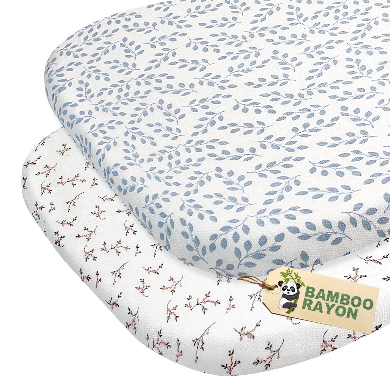 Boho Muslin Bassinet Sheets for Baby Girl & Boy - Soft, Breathable Fitted Crib Sheets for Oval, Hourglass & Rectangular Bassinet Mattress (32