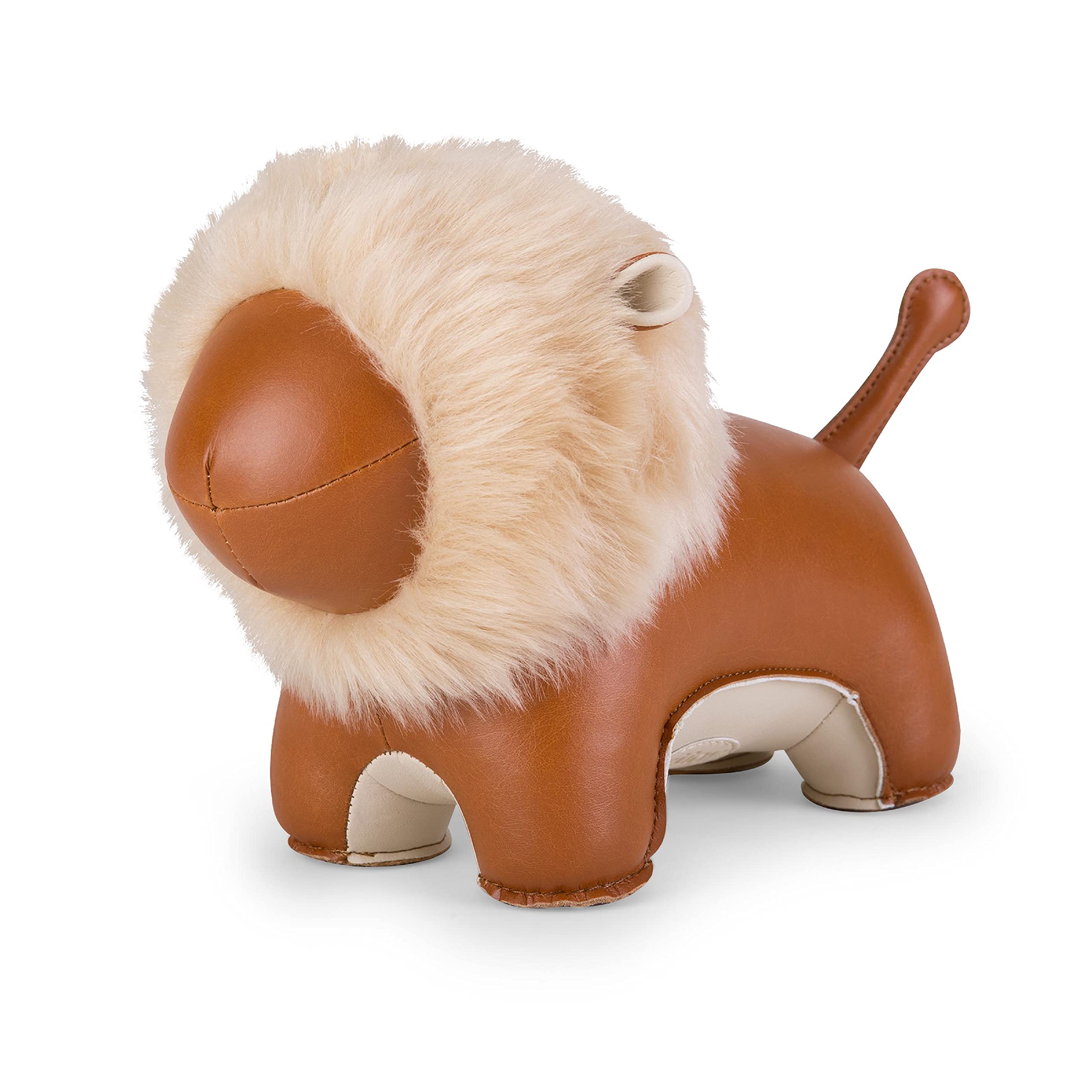 Zuny Lion Puno Bookend - Handmade Leather Animal Bookends for Shelves, Office & Home Decor - Perfect for Organizing Books, Gifts, and Workspace Accessories