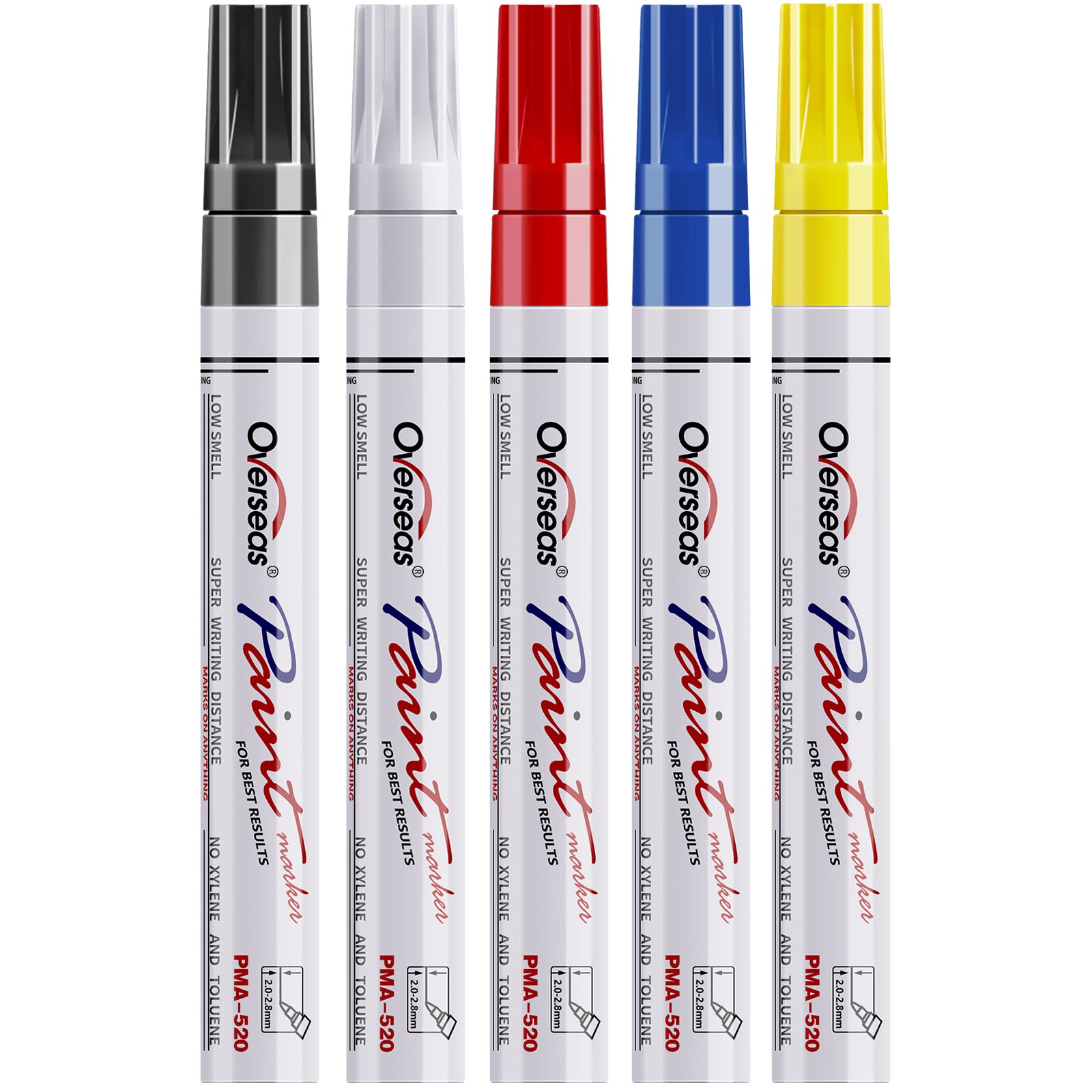 5-Color Permanent Oil-Based Paint Marker Pens - Medium Tip, Quick-Dry & Waterproof for Metal, Wood, Fabric, Plastic, Rock, Stone, Mugs, Canvas & Glass - Perfect for DIY Crafts, Home Decor, Sign Making & Art Projects