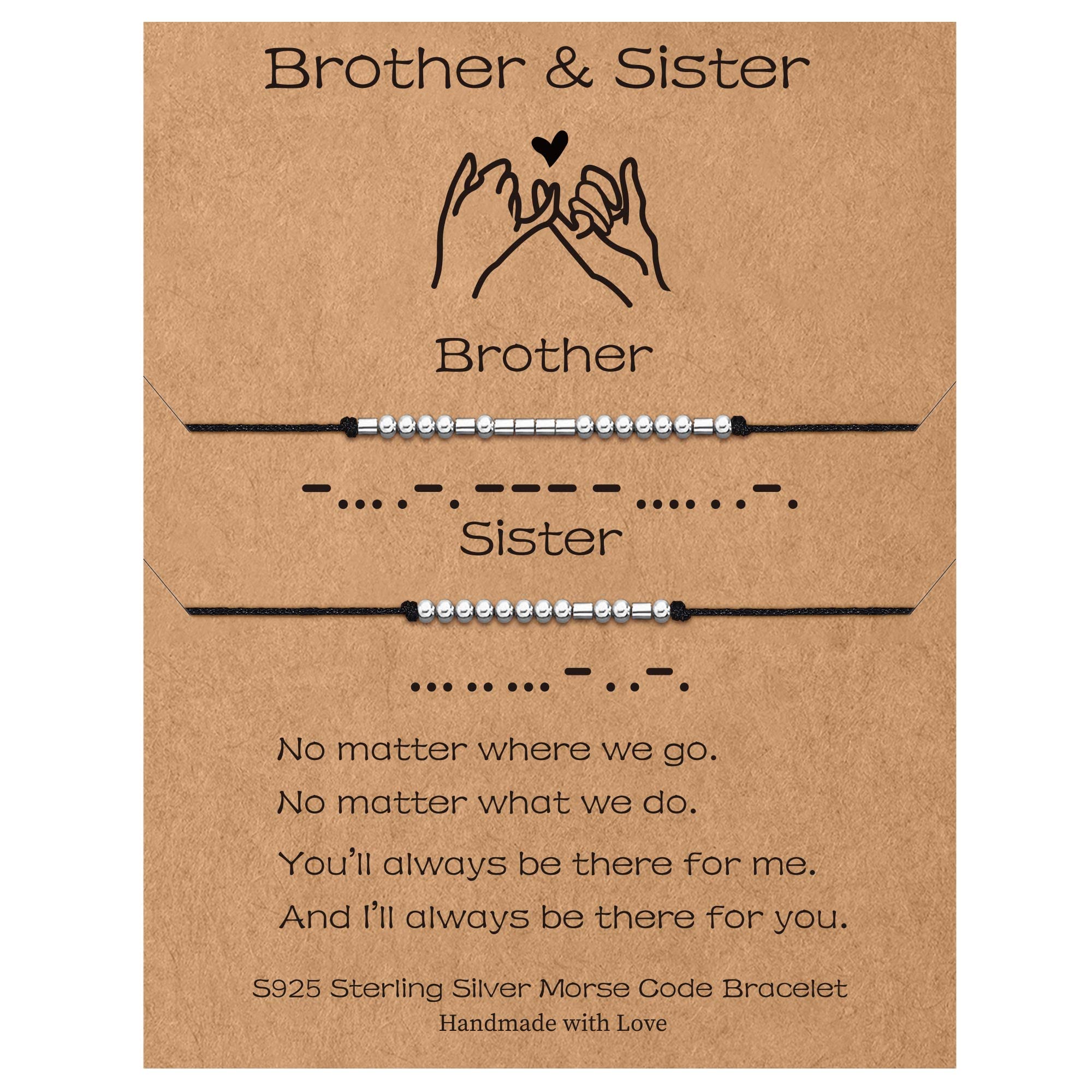 Sterling Silver Morse Code Bracelets for Women - 2pcs Pinky Promise Couple Matching Friendship Bracelets, Inspirational Birthday Gifts for Her, Sister, Best Friend - Perfect for Anniversaries, Valentine's Day & Special Occasions