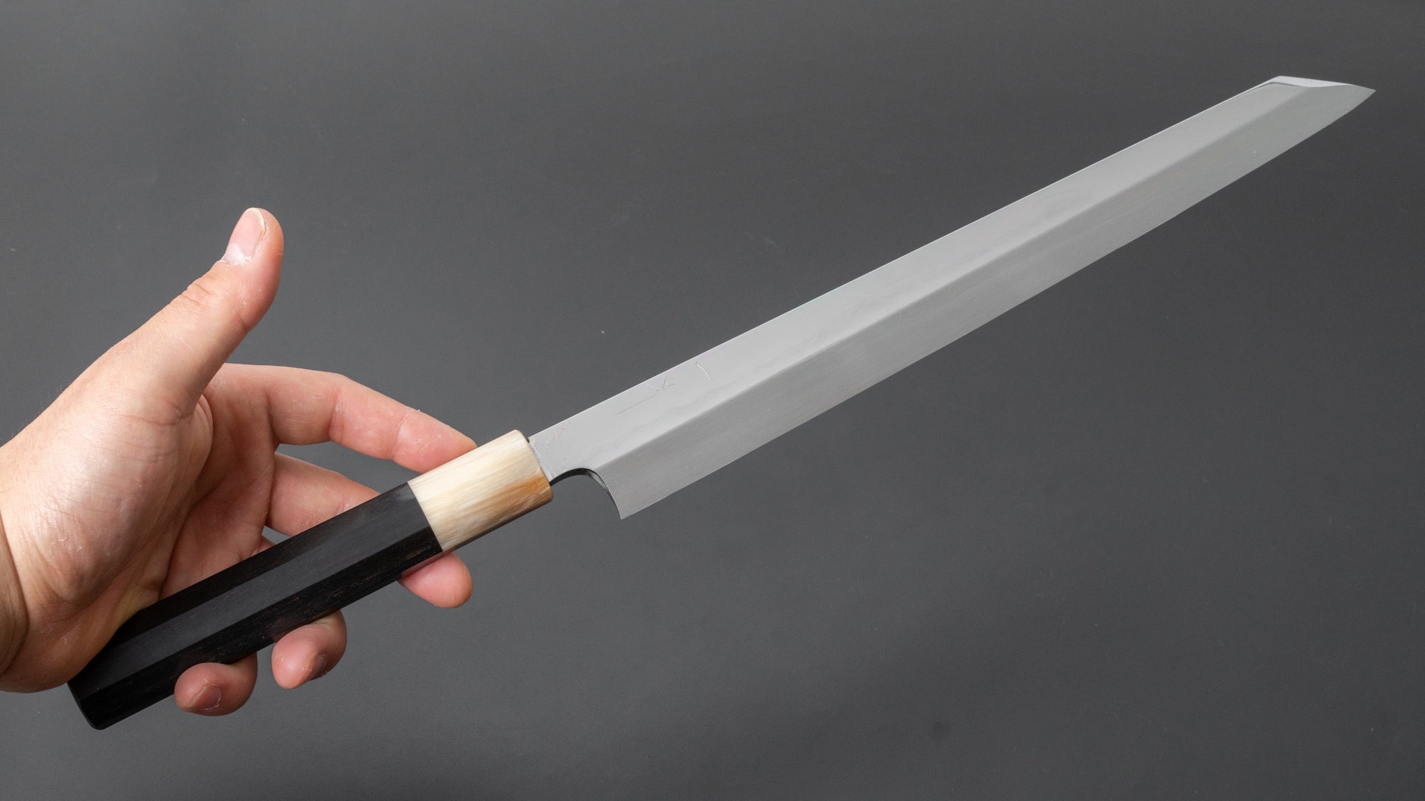 Hitohira Togashi White #1 Notaremon Mizu Honyaki Kiritsuke Yanagiba 300mm Japanese Chef Knife with Taihei Ebony Handle & Saya - Perfect for Sushi, Sashimi & Precision Cutting