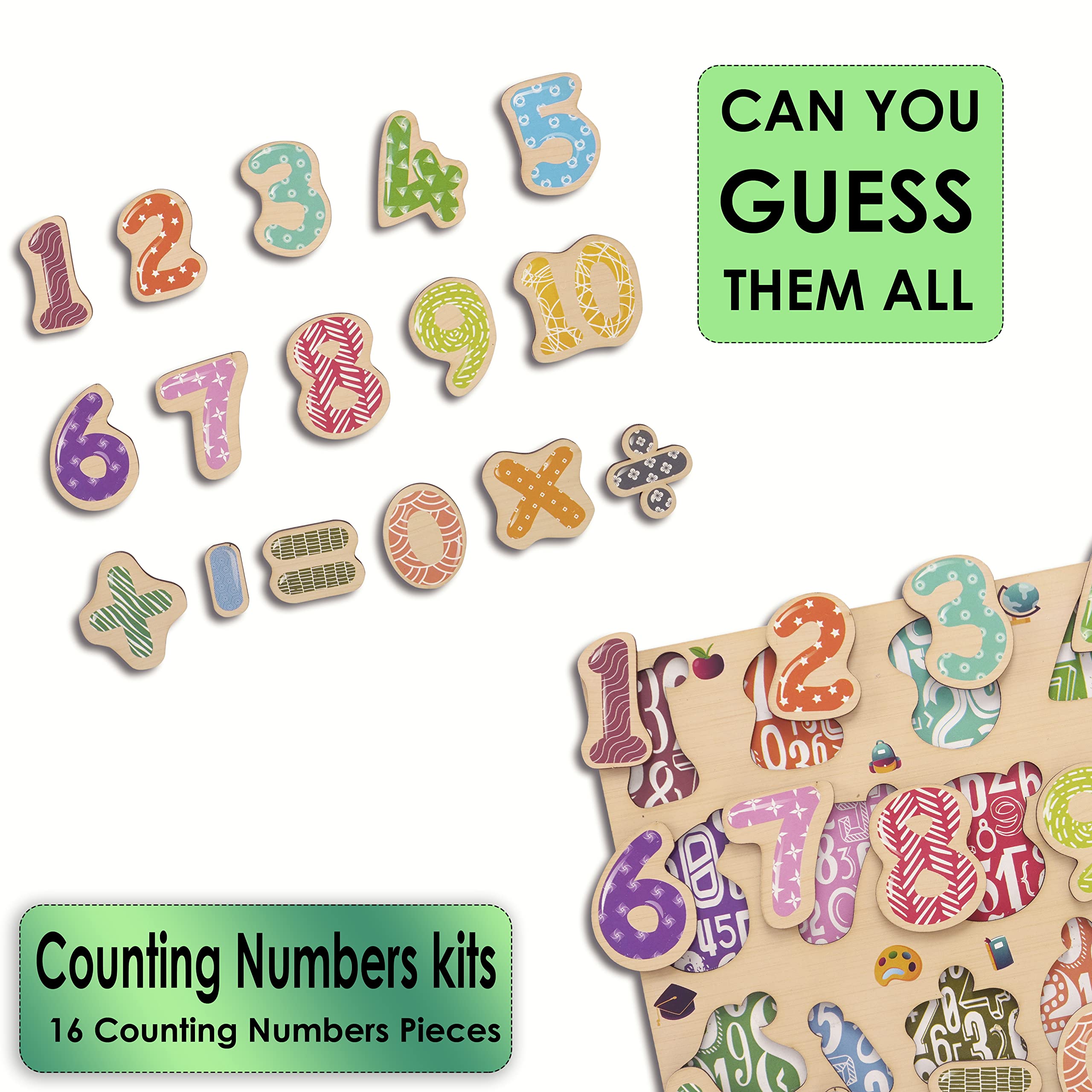 ZUDO Wooden Montessori Educational Puzzle Board Toy for Toddlers & Kids - Number Learning Game for Preschool Boys & Girls - Perfect for Homeschooling & Early Childhood Development