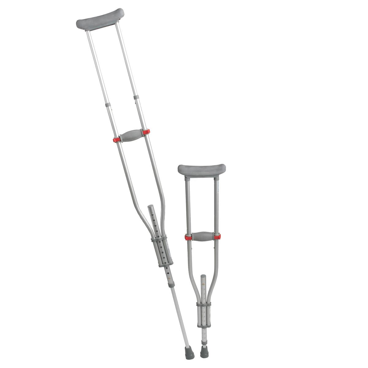 Medline Quick Fit Adjustable Aluminum Crutches with Comfortable Red Dot Hand Grips - Supports Heights 4'7