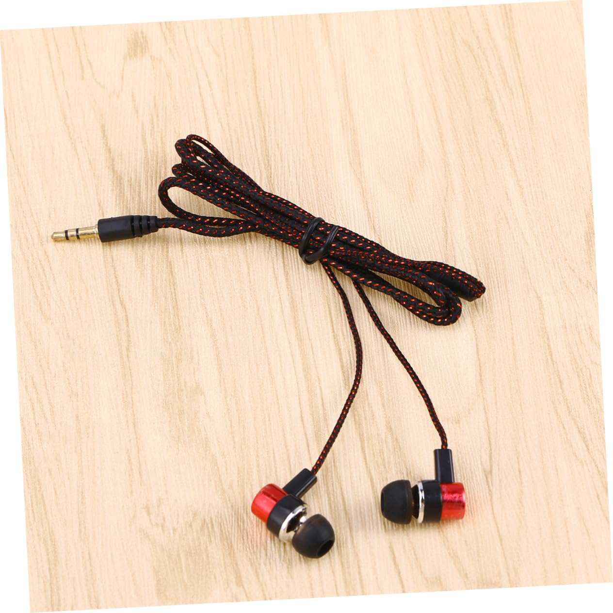 Premium Stereo Bass In-Ear Earphones with Braided Cord - 3.5mm Audio Plug (Red) - Perfect for Music Lovers, Gaming & Workout Sessions