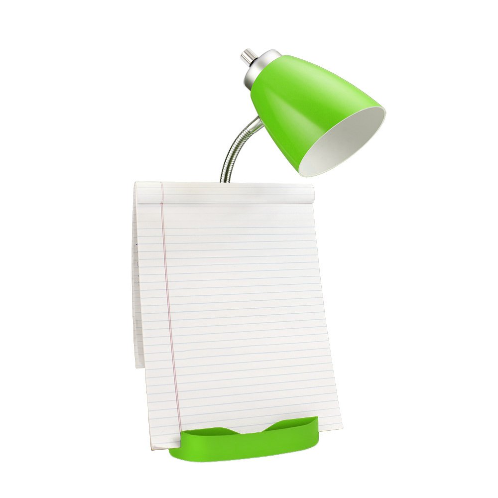 Simple Designs LD1056-GRN Adjustable Gooseneck Desk Lamp with iPad/Tablet Stand, Book Holder & USB Charging Port - Green Study Light for Reading, Working & Home Office Use