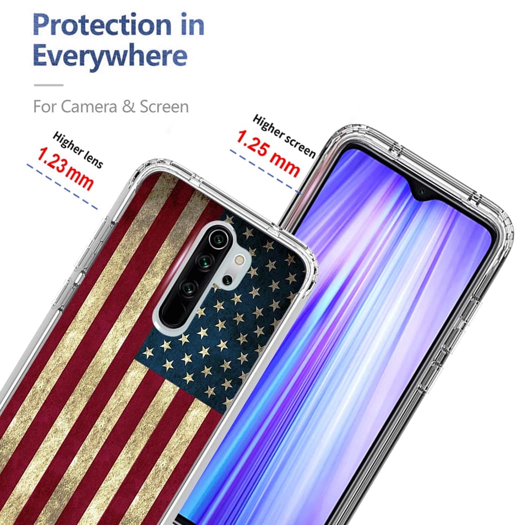 **Redmi Note 8 Pro Phone Case with Tempered Glass Screen Protector - Clear USA Flag Design, Full Body Protective Cover for Xiaomi Redmi Note 8 Pro | Perfect for Daily Use, Travel & Outdoor Activities**