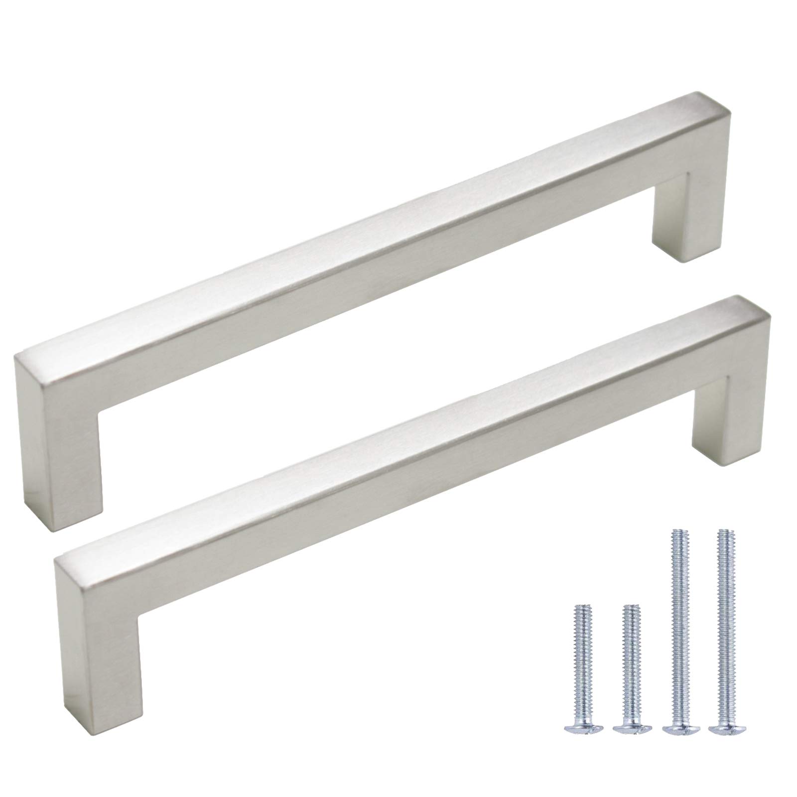 Gobrico 10 Pack 6.3 Inch (160mm) Square Cabinet Handles and Knobs - Brushed Nickel Drawer Pulls - Stainless Steel Furniture Hardware for Bathroom, Bedroom, Kitchen & Office Cabinets
