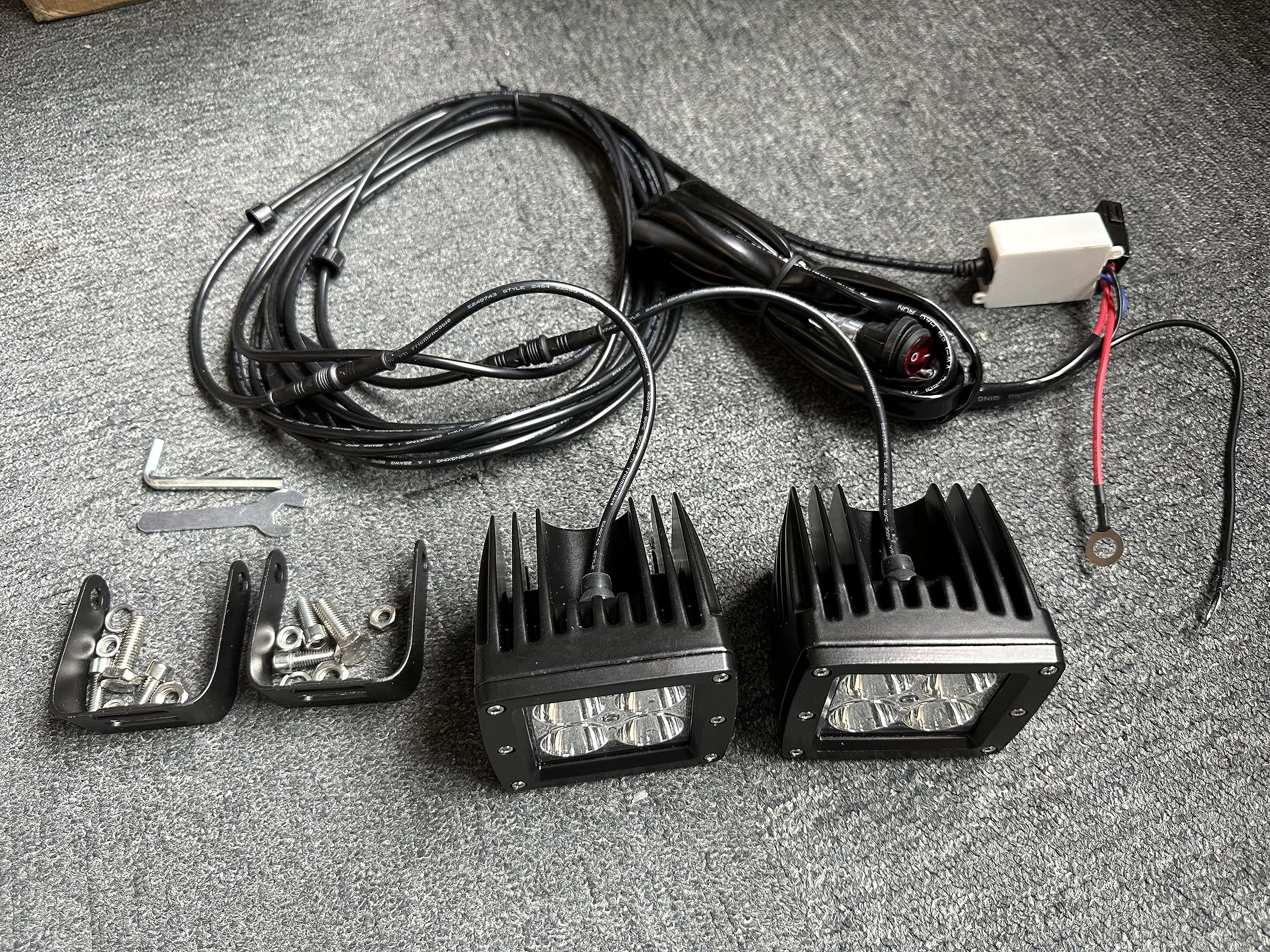3 Inch Green & White LED Work Light Cube - Off Road Pods with Wiring Harness & Remote On/Off Switch (DC9V-30V) - Perfect for Trucks, ATVs, and Outdoor Work Lighting