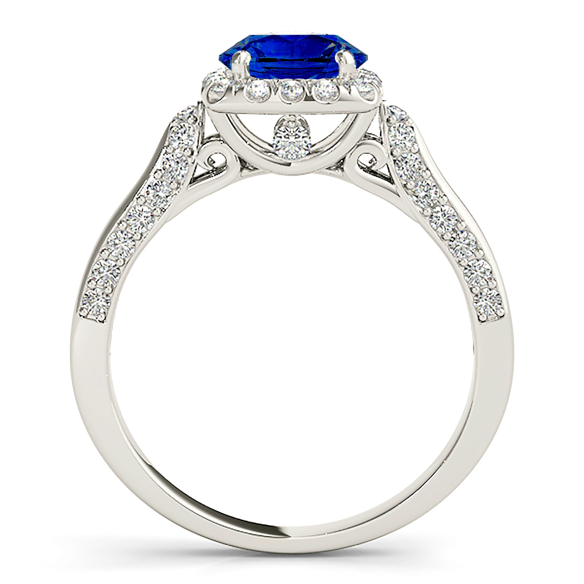 1.80 Carat Genuine Blue Sapphire Halo Engagement Ring in 14K Gold - Perfect for Proposals, Anniversaries & Special Occasions