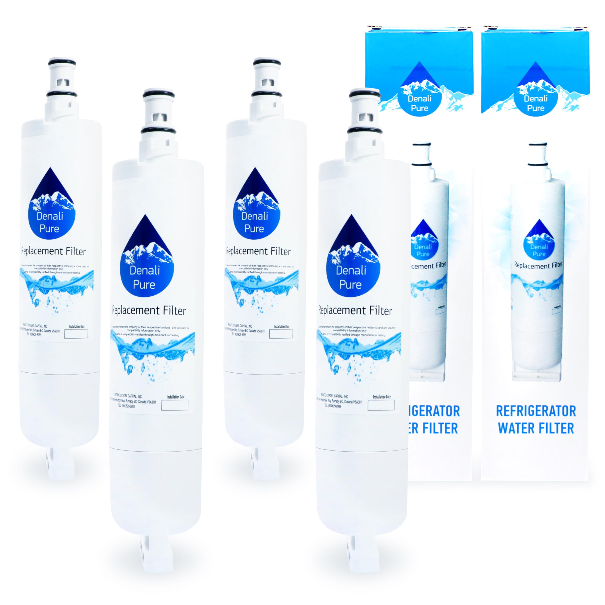 4-Pack Kenmore Refrigerator Water Filter Replacement - Compatible with Sears/Kenmore Models 46-9010, 46-9902, 46-9908, 10651514100 - NSF Certified Water Filter for Clean Drinking Water - Reduces Chlorine, Lead & Contaminants - Perfect for Home Kitchen, Office Breakroom, RV & Camping Fridges