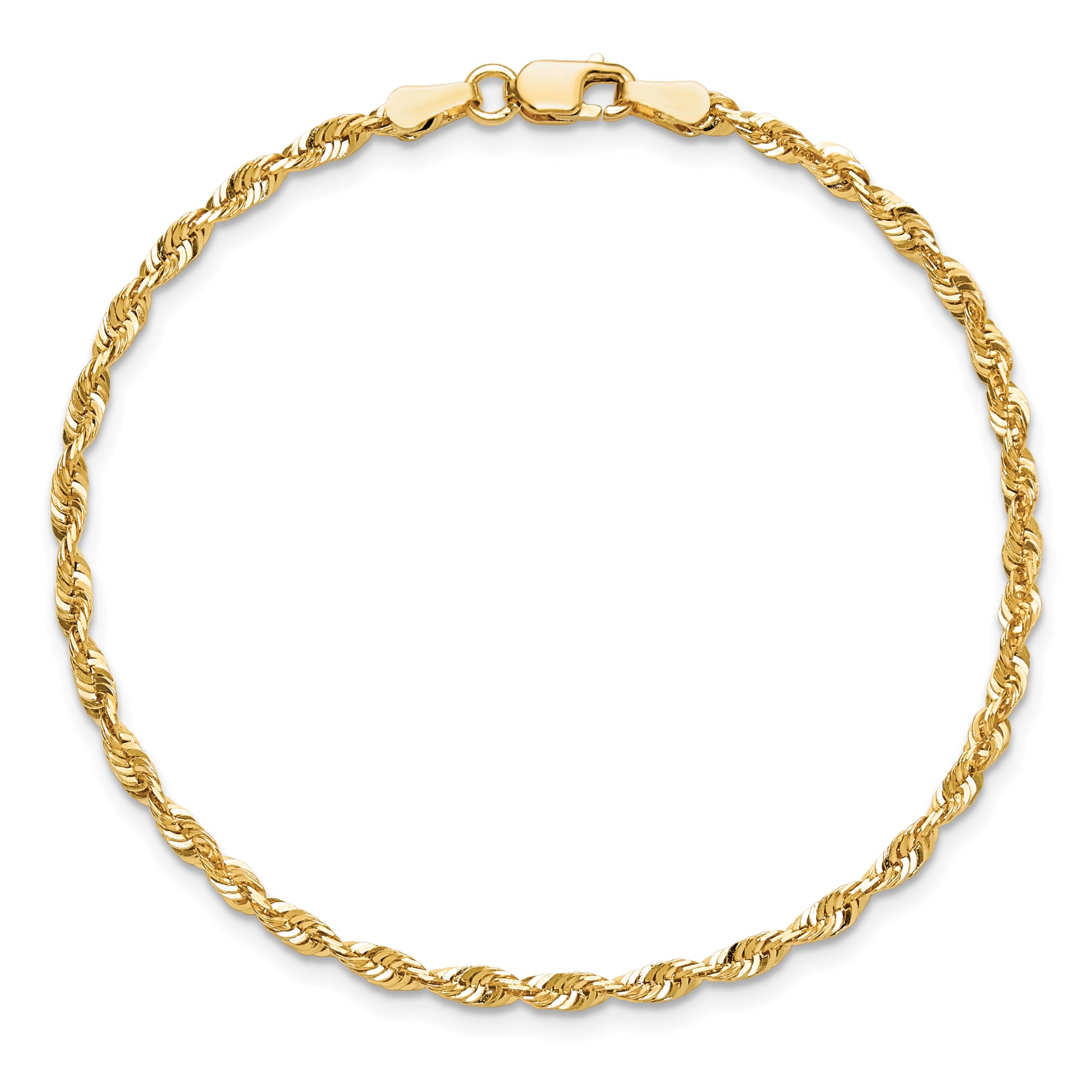 14K Gold 2.5mm Extra-Light Diamond-Cut Rope Chain Anklet - Dainty & Elegant Jewelry for Women, Perfect for Everyday Wear, Beach Vacation, or Special Occasions