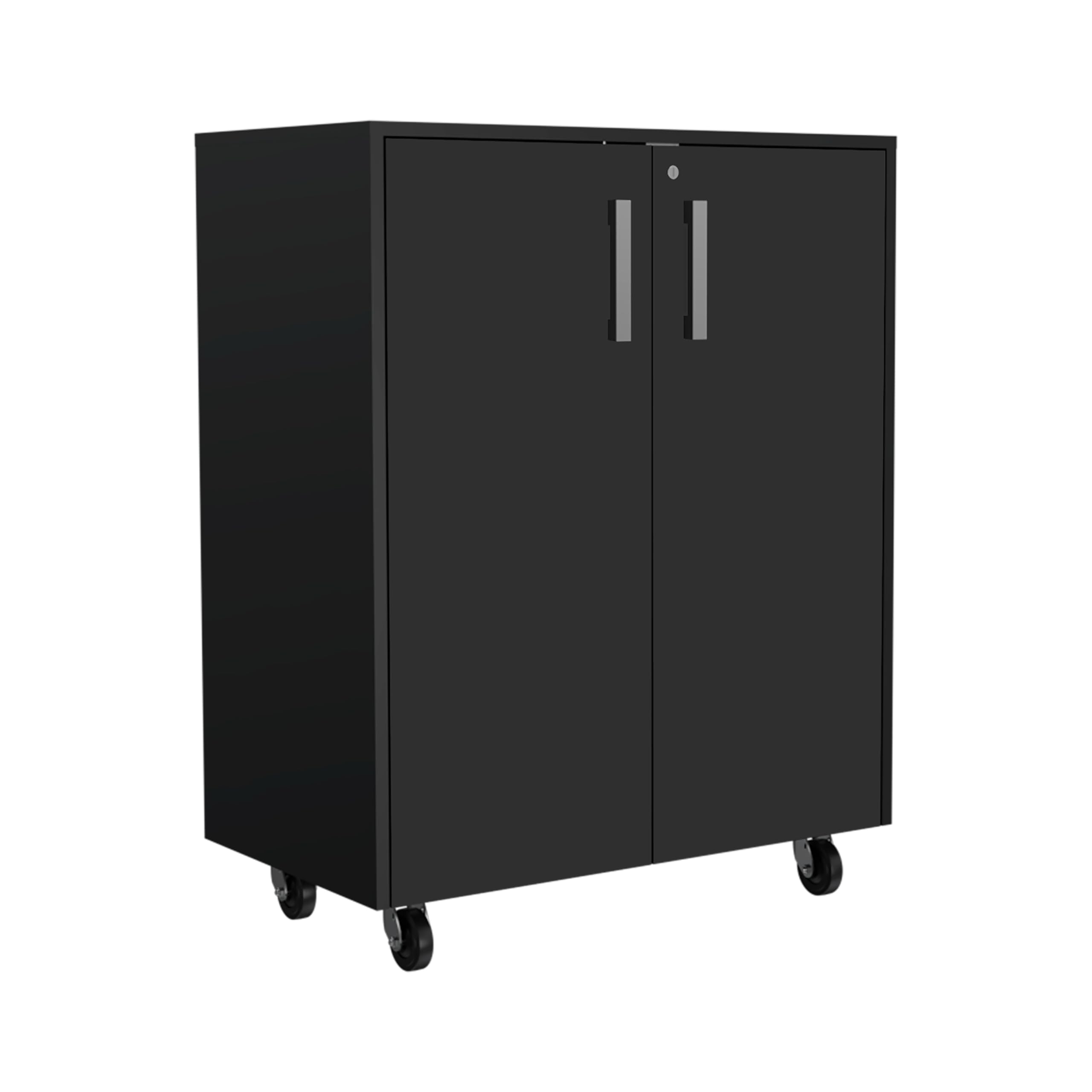 TUHOME Black Engineered Wood Storage Cabinet - Organize Home Office, Living Room, or Bedroom with Stylish Storage Solution