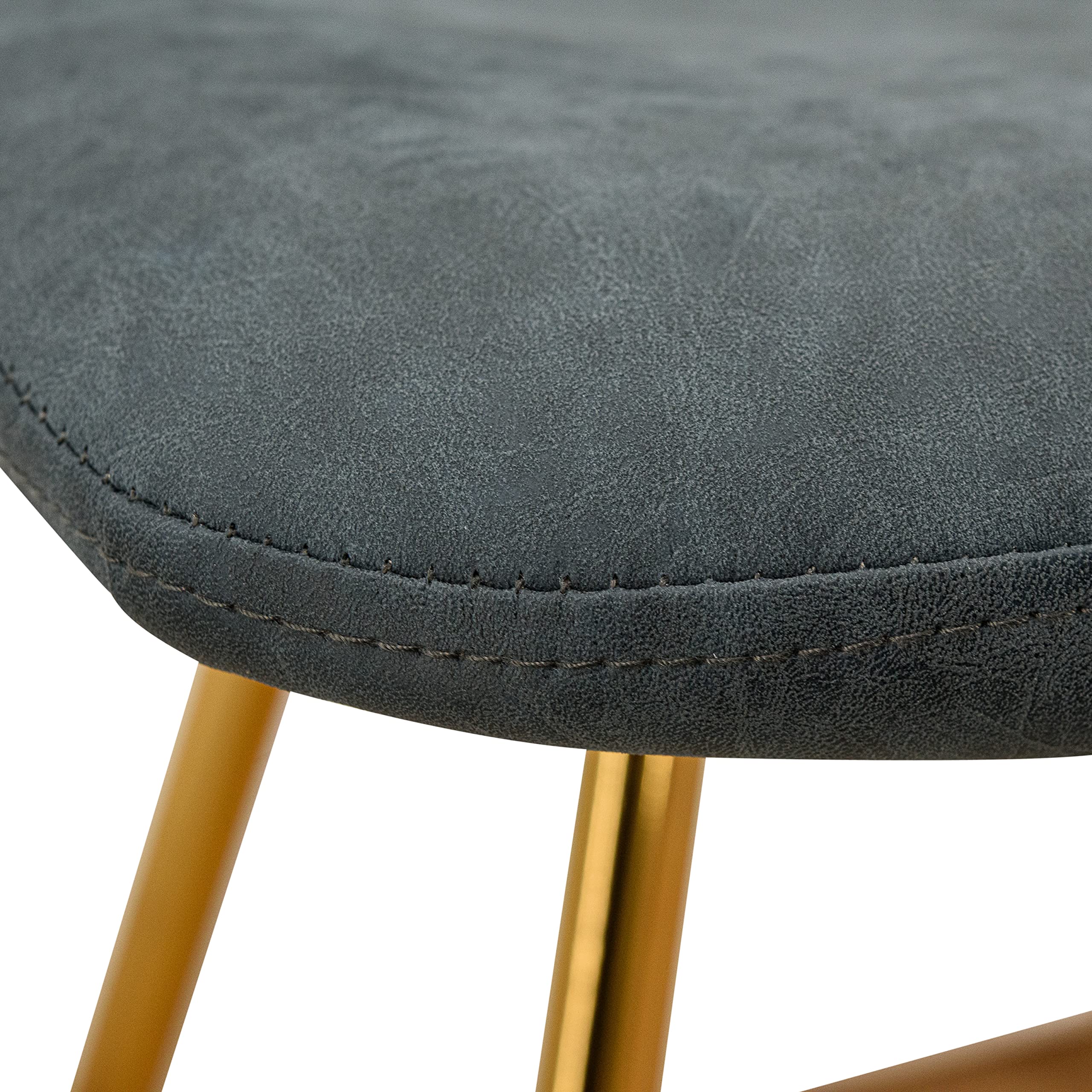 Modern Leather Dining Chairs with Gold Legs - LeisureMod Markley Kitchen Chairs in Peacock Blue for Home, Restaurant & Office Use